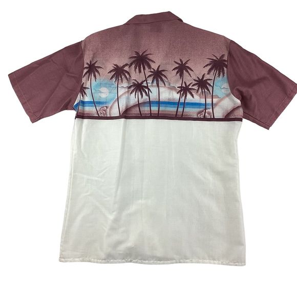 Desica Shirt Men’s Medium Short Sleeve Hawaiian Purple Palm Trees Lightweight - Picture 2 of 11